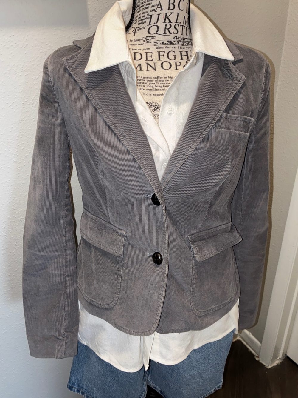 LONDONJEAN Grey Corduroy Tailored Women's Blazer